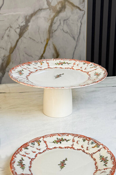 MAY HOME 7 Piece Porcelain Cake Presentation Set with Stand & Footed Cake Pie Cookie Serving Set