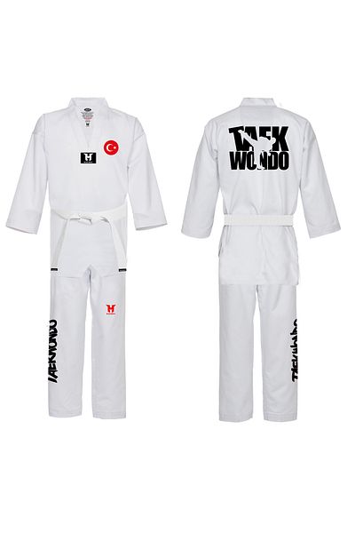 hakuof Κοστούμι Taekwondo Taekwondo Dobok Uniform Starter Λευκός γιακάς