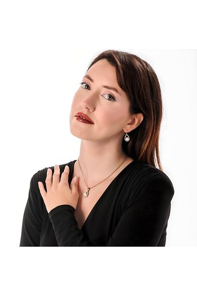 Atelier LEO Handmade Jewellery Water Drop Pearl Breeze Set Copper Handmade Crystal Stone No Tarnishing Women's Jewelry Set