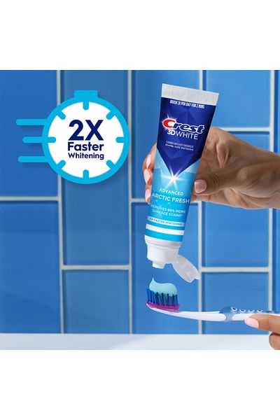 CREST Set 2x Toothpastes, Crest 3D White, Arctic Fresh, Teeth Whitening and Fresh Breath Effect, 93gr