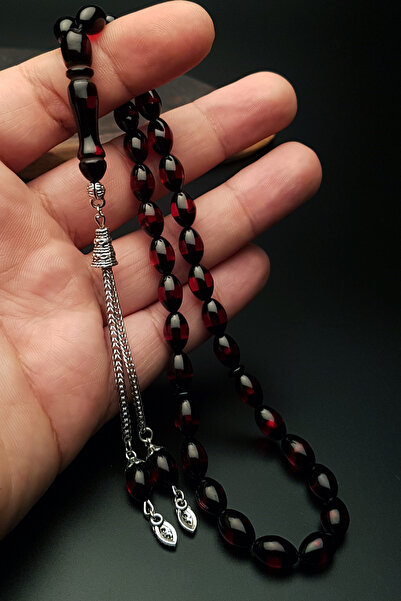 EHİNOS هدية للرجال 7x11 ملم مسبحة من البورجوندي الأحمر