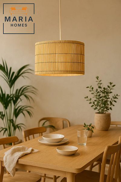 MARIA HOMES Cylindrical Bamboo Pendant Light