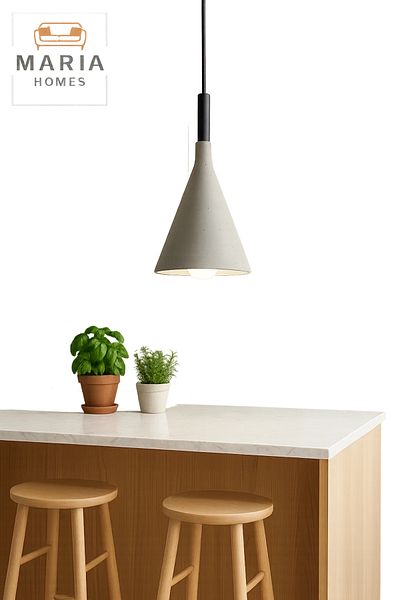 MARIA HOMES Cone-Shaped Grey Concrete Pendant Light