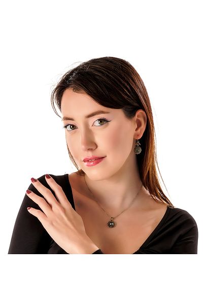 Atelier LEO Handmade Jewellery طقم مجوهرات نسائية من الفضة الإسترليني مصنوعة يدويًا من حجر الكريستال المقاوم للبهتان