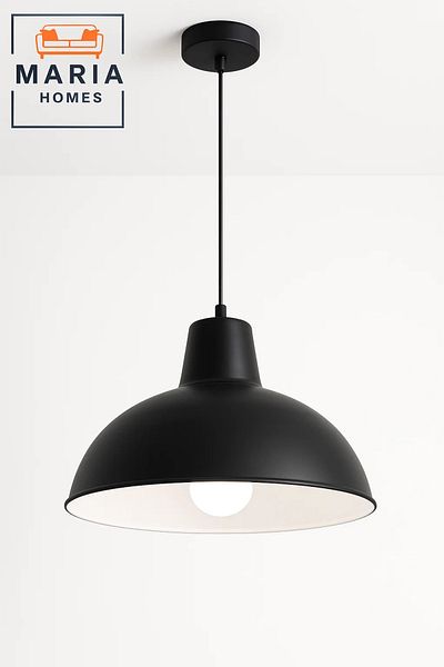 MARIA HOMES Industrial Black Metal Pendant Light