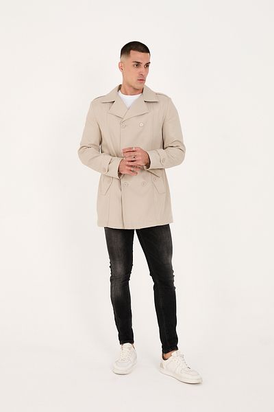 LEBS Belted Men's Seasonal Trench Coat