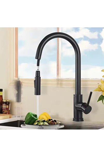 24 7 Life Baterie Chiuveta Bucatarie, 7LIFE, Capat Extractabil, Pipa Inalta, Cartus Ceramic, Buton ON/OFF, 2 T