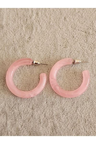 SiestaAccessories Light Pink Color Acrylic Hoop Earrings
