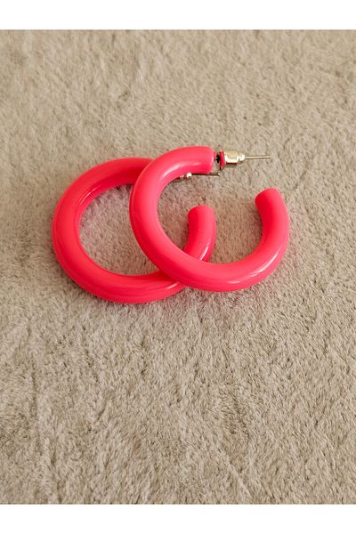 SiestaAccessories Vibrant Pink Color Acrylic Hoop Earrings