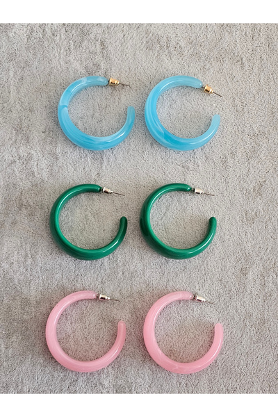 SiestaAccessories Yeşil Renk Akrilik Halka Küpe