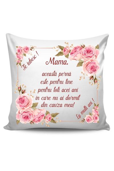 Handmade Custom Pillow with Text - Happy Birthday Mom, Model 1, 40x40 cm