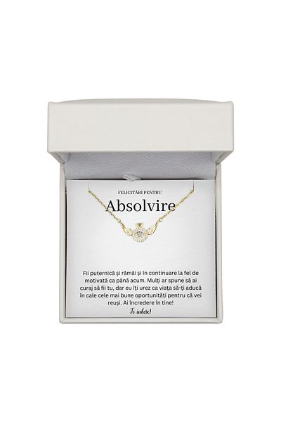 The Jewel Heart Colier Cadou Absolvire Argint 925 Cu Mesaj Emoționant, Cutie LED Premium, Placat cu Aur 14K