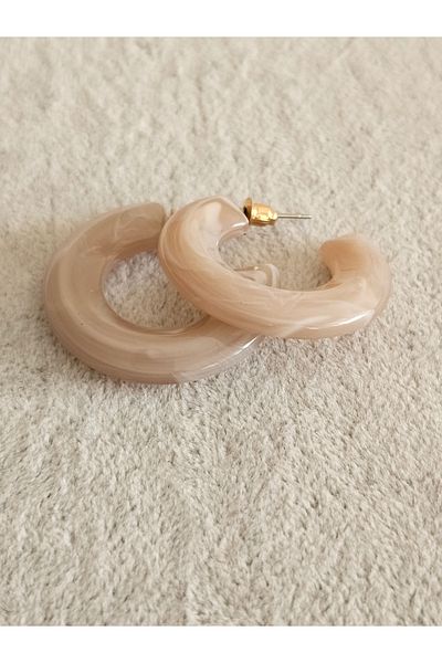 SiestaAccessories Cream-Brown Color Acrylic Hoop Earrings
