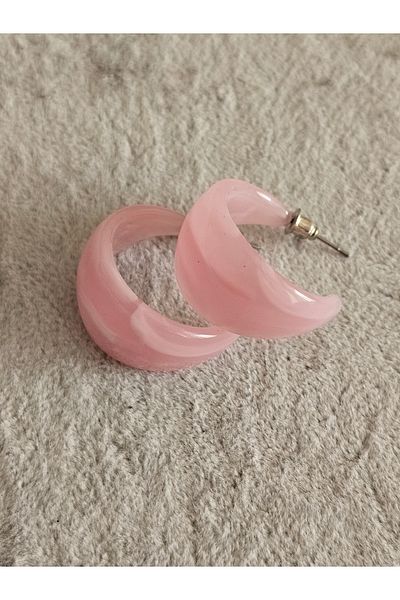 SiestaAccessories Pink Color Acrylic Hoop Earrings