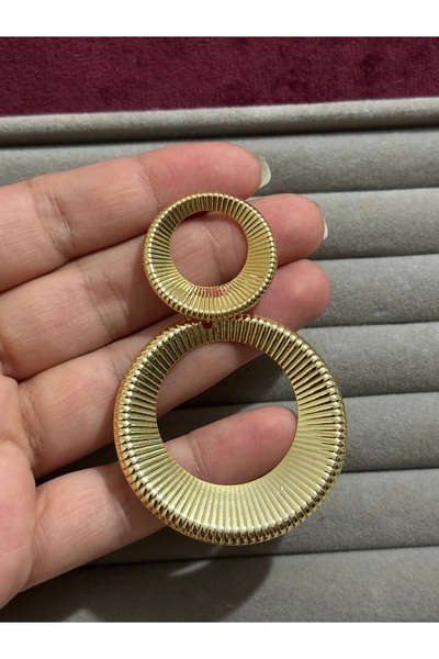 MODA Gold Yuvarlak Sallantılı Çelik Küpe