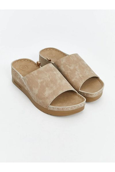 LC Waikiki Lcw Steps Beige Suede Women's Slippers