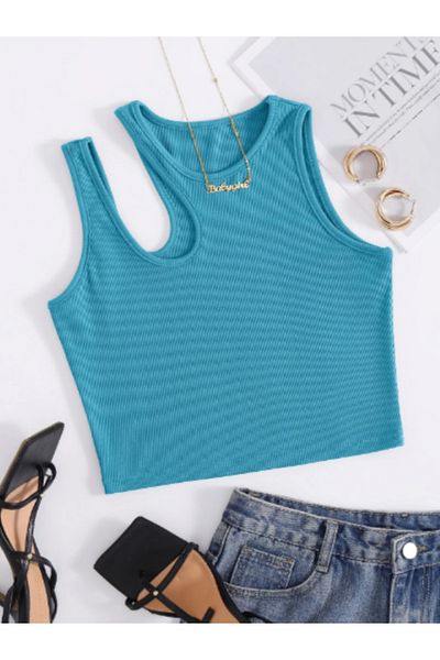 HEREN BUTİK Women's Camisole Fabric Strap Crop Blouse