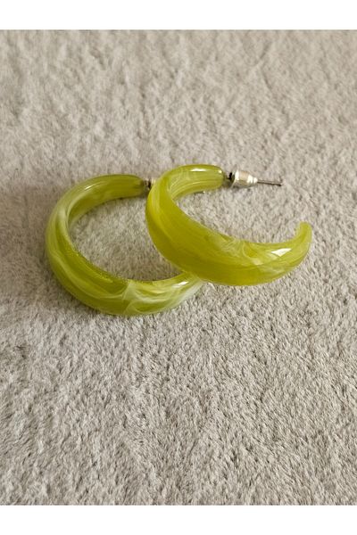 SiestaAccessories Green Color Acrylic Hoop Earrings