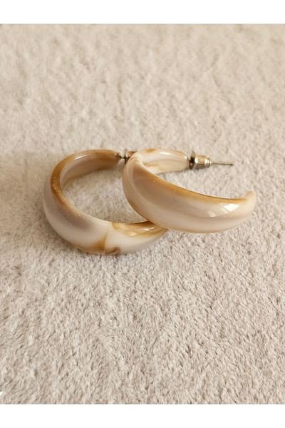 SiestaAccessories Cream-Brown Color Acrylic Hoop Earrings