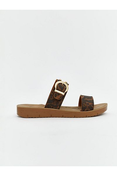 LC Waikiki Lcw Steps Mixed Leather Look Double Banded Women's Slippers