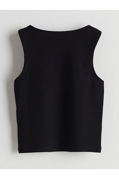 LC Waikiki Lcw Kids Black Crew Neck Plain Girl's Singlet S5Ej62Z4Nvy25