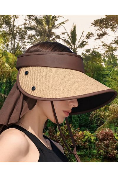 LAGRANZE Wide Brim Visor Hijab Hat with Neck Protector