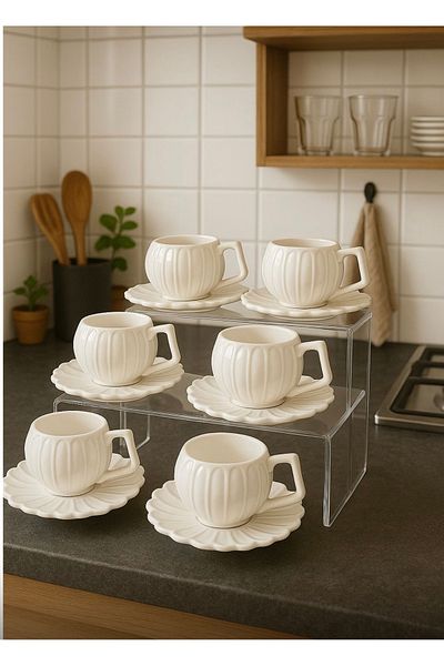 Pembelia Life 6-Person Daisy White Porcelain Cup Set Cup Set