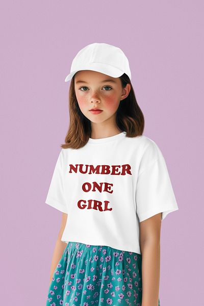 SEVBANO Tricou unisex pentru copii Number One Girl scris (vârsta 1-12)