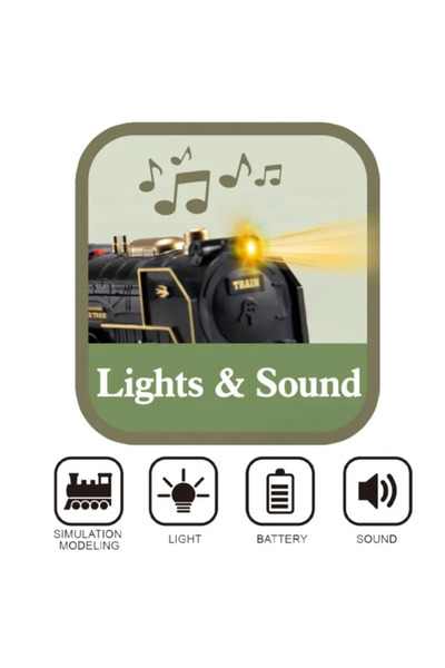 OEM Trenuleț electric cu sunete și lumini, cu șine, lungime șină 308 cm, 15 bucăți