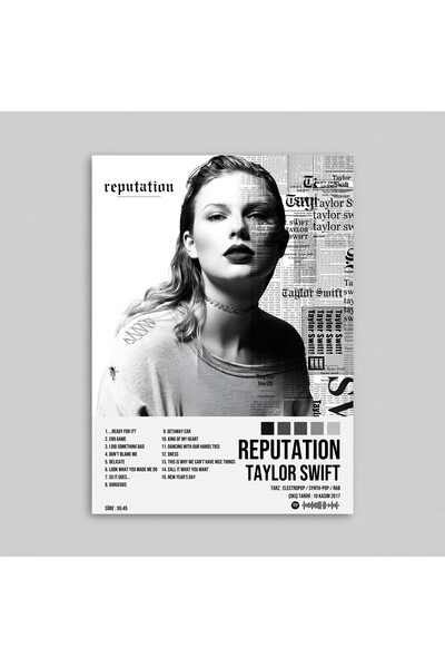 Orendart Taylor Swift - Reputation Albüm Spotify Çerçevesiz Tasarım Poster