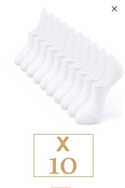 Sosyete dolabı 10 Pairs Unisex Cotton Stretchy and Comfortable Invisible Flat White Short Sneakers Booties Socks