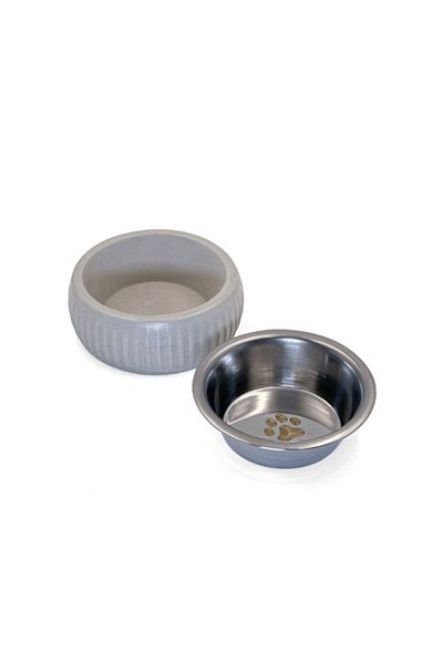 Mu Art Ahşap Mikopet Organic Ceramic Food Bowl Gray