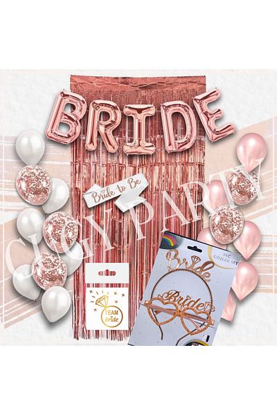 CUGY مجموعة BRIDE TO BE PARTY باللون الذهبي الوردي