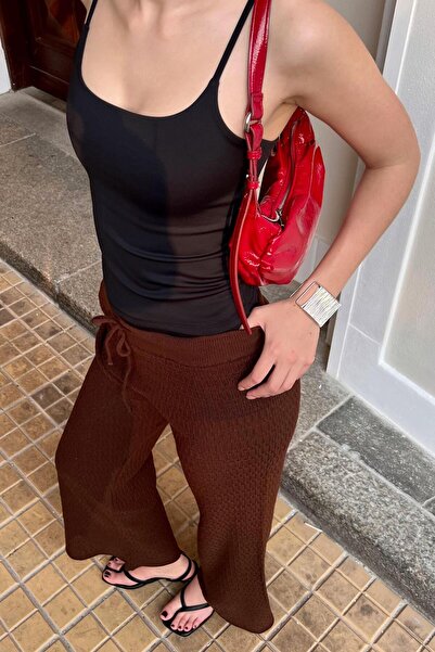 CHUBA Women's Spanish Leg Tricot Flare Fit Patterned Pants Coffee 25S3028