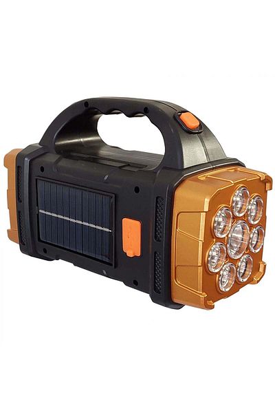 OEM LUNA LUX Handheld LED Flashlight with Solar and USB Charging - Dual Yellow and White Light with 4 Li