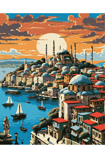 Lamba Cini Sayılarla Boyama Kasnaklı Tablo Seti Fırça Boya Dahil 40x50 İstanbul