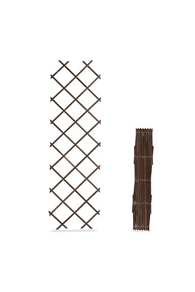 Relaxdays Set de 3 spalier extensibil pentru plante, Relaxdays, lemn, maro, dimensiuni 180 x 60 cm