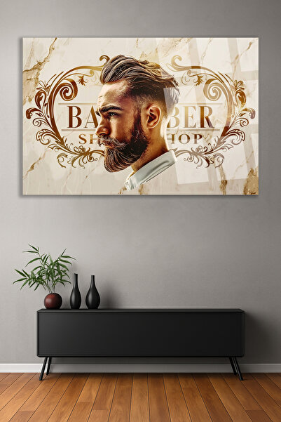 TAULART MODERN BERBER TABLOSU ERKEK KUAFÖRÜ KIRILMAZ CAM TABLO LÜKS HEDİYE ULTA CANLI RENKLER