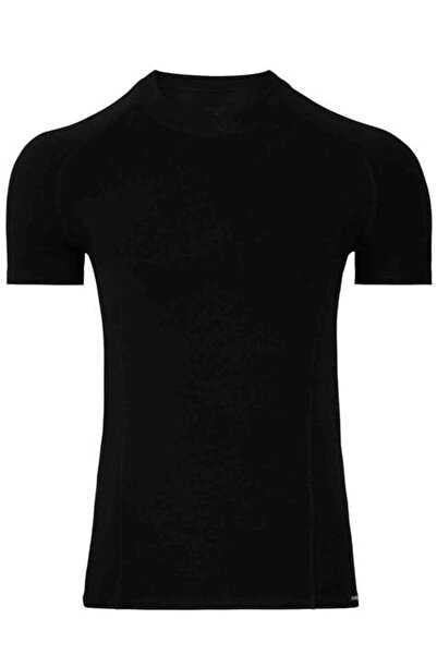 NazikEndam Dore Anse Black Modal Y. Collar Short Sleeve Men's t Shirt 2535