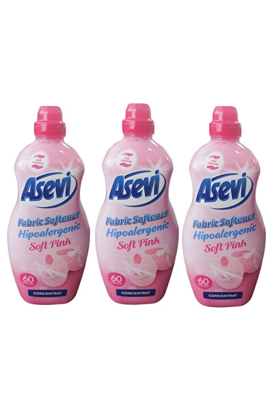 ASEVI Set of 3x Hypoallergenic Soft Pink Fabric Softener, 60 washes, 1.5 l