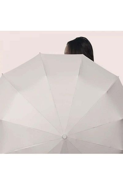 FOXMAG24 Automatic telescopic umbrella, 12 ribs, waterproof, UV, windproof, steel/vinyl, beige