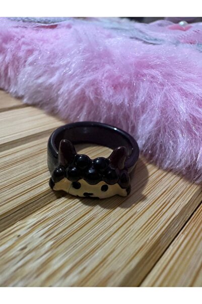 Herşey Nota Children's Ring with Cute Black Lamb Figure – Fixed Size Resin Ca...