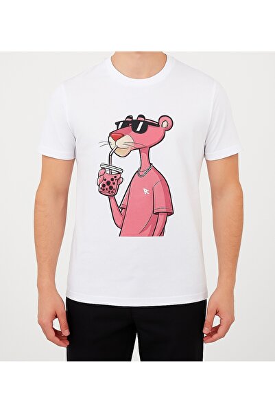 Bubble Tea Panter Tasarımlı Unisex T-Shirt