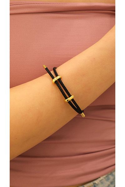 Jerie Gold Adjustable Steel Accessory Detail Rope Bracelet