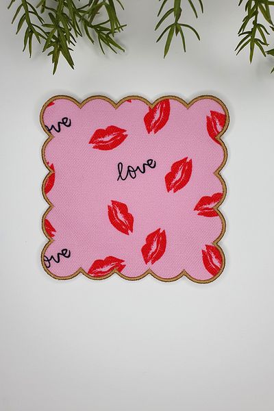 decofav Κέντημα με μοτίβο Lip and Love Cocktail Χαρτοπετσέτα 1 τεμαχίου