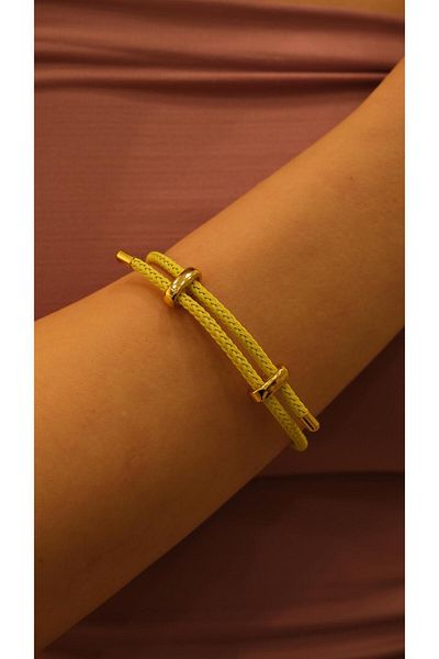 Jerie Gold Adjustable Steel Accessory Detail Rope Bracelet