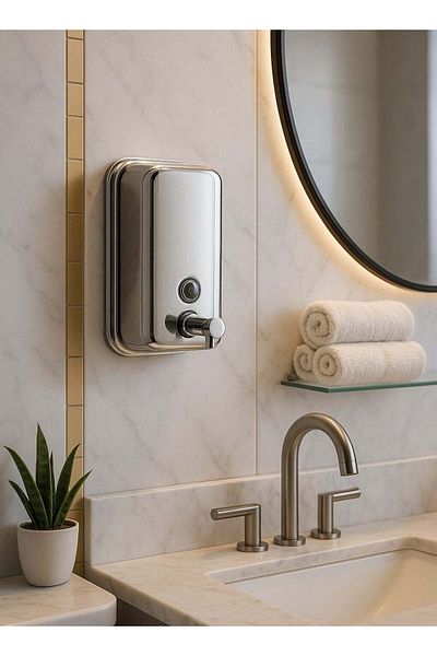 ALMUFARREJ Stainless Steel Soap Dispenser Silver Size 500 ml