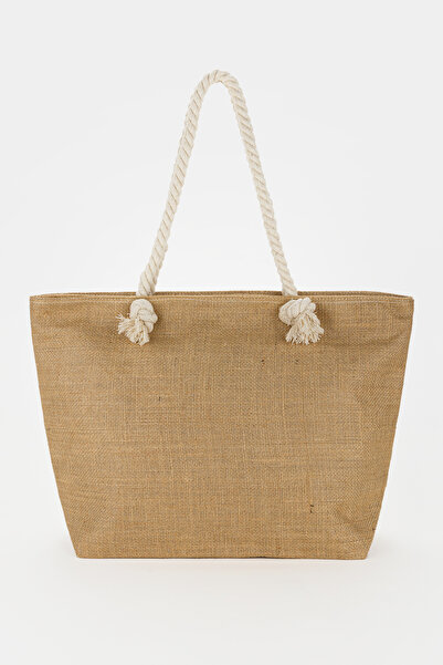 ARMOLA Kadın Hasır Omuz Çanta Jüt Kumaş Plaj Çantası