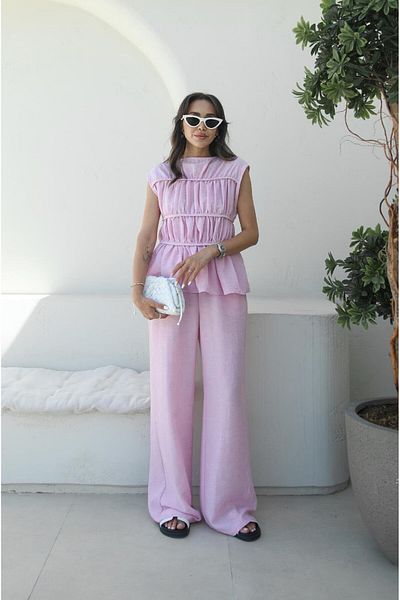 Havoş Pink Layer Blouse Pants Set