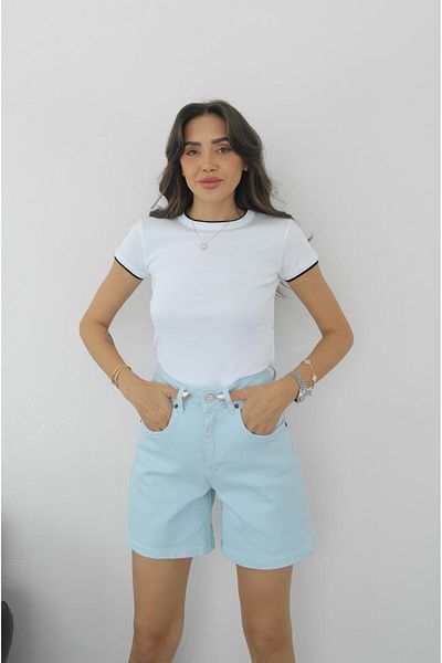 Havoş White Contrast Short Sleeve T-Shirt